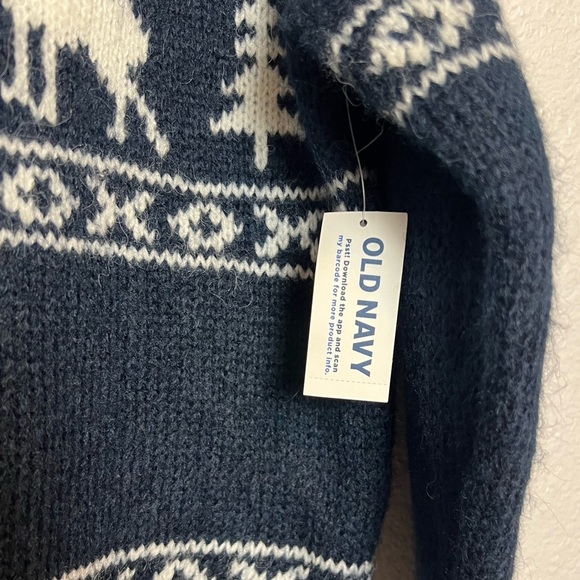NWT Old Navy Deer Holiday Cardigan Navy Size Medium - Picture 5 of 7
